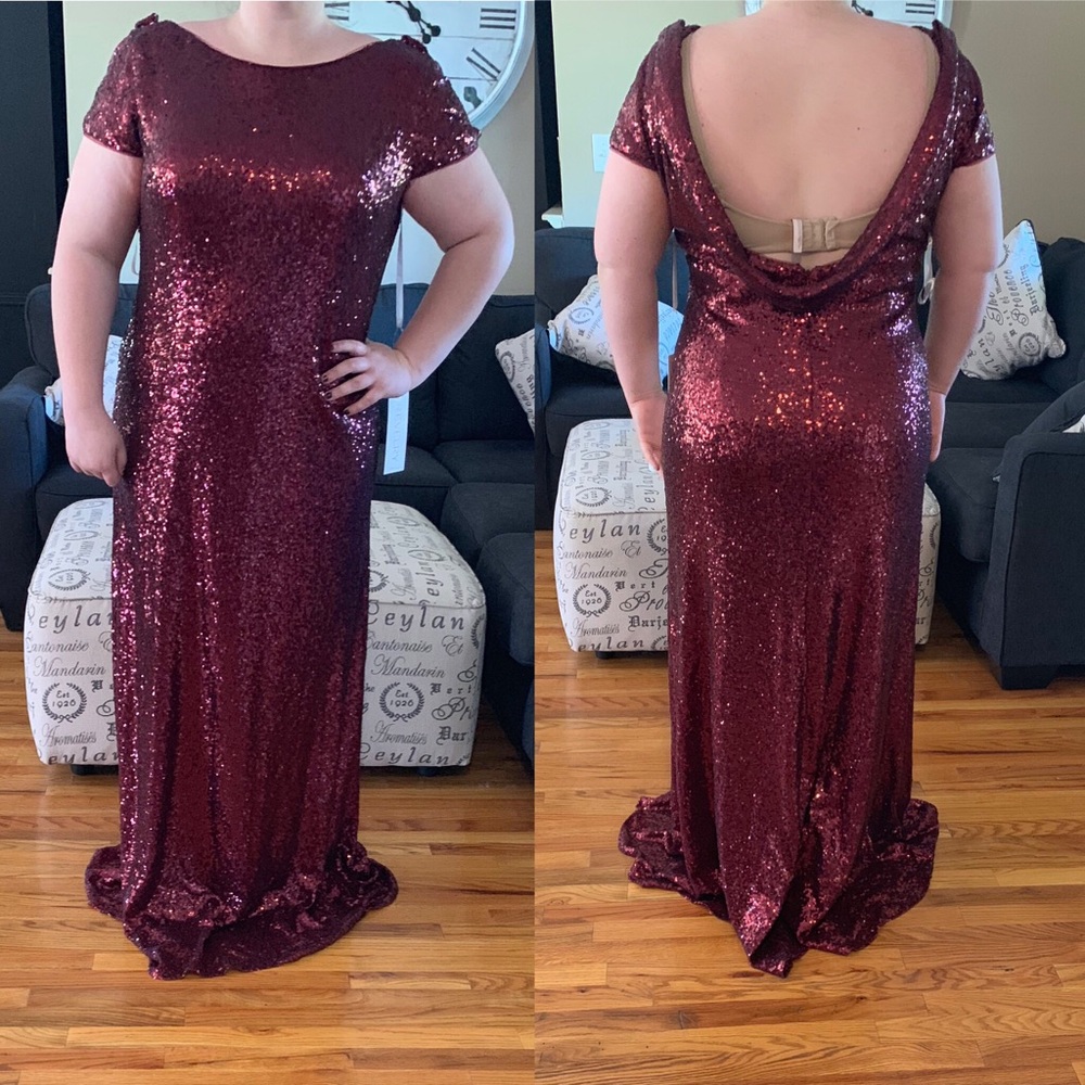 Burgundy sequined dress